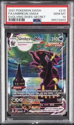 2021 POKEMON SWORD & SHIELD EVOLVING SKIES SECRET FULL ART/UMBREON VMAX PSA 10 - Image 1