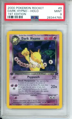 2000 Pokemon Rocket 1st Edition #9/82 Dark Hypno Holo PSA 9 Mint FDP127 - Image 1