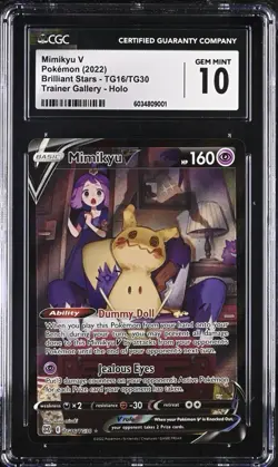 Mimikyu V TG16/TG30 Swsh09: Brilliant Stars Trainer Gallery Holo - CGC 10 GM - Image 1