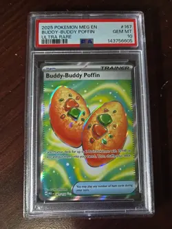 2025 POKEMON MEG EN-MEGA EVOLUTION ULTRA RARE #167 BUDDY-BUDDY POFFIN PSA 10 - Image 1