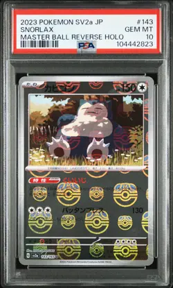 2023 POKEMON JPN SV2A-POKEMON 151 MASTER BALL REVERSE HOLO #143 SNORLAX PSA 10 - Image 1
