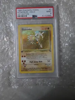 1999 Pokemon Fossil Hitmonlee Holo #7 1st Edition PSA 9 Mint – Vintage WOTC - Image 1