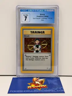 Pokemon 2000 CGC 7 Gym Heroes Unlimited Brock Holo 15/132 - Image 1