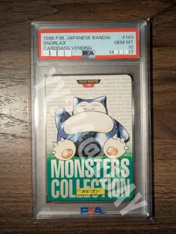 PSA 10, 9 carddass snorlax green bandai japanese pokemon 1996 - Image 1