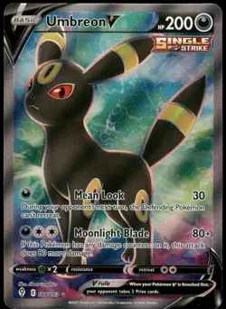 Pokemon Umbreon V (Full Art) Ultra Rare SWSH07: Evolving Skies 188/203 NM Holo - Image 1
