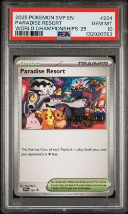 2025 POKEMON SVP EN-SV BLACK STAR PROMO #224 PARADISE RESORT PSA 10 - Image 1