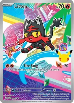 Pokemon Litten MEP 044 - First Partner Illustration Promo Card 30th Anniversary - Image 1