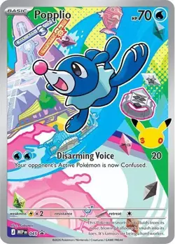 Popplio 045 Promo First Partner Illustration Rare 30th Anniversary Pokemon- NM - Image 1