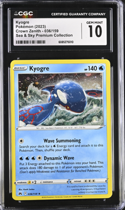 CGC 10 Pokemon Kyogre Cosmos Holo Promo 036/159 Sea & Sky Premium Collection - Image 1