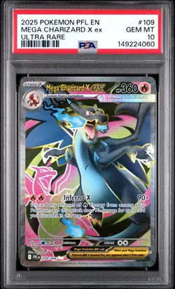 2025 POKEMON PFL EN-PHANTASMAL FLAMES ULTRA RARE #109 MEGA CHARIZARD X EX PSA 10 - Image 1