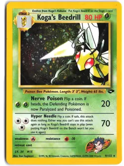 Koga's Beedrill 9/132 Holo Rare Gym Challenge Pokemon Unlimited Holo - Image 1
