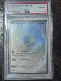 PSA 8 Squirtle 170/165 Pokemon Scarlet Violet 151 Illustration Rare IR MEW EN - Image 1