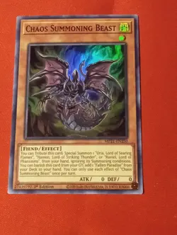 Chaos Summoning Beast Yugioh Card MP21-EN250 Super Rare 1st Edition VLP - Image 1