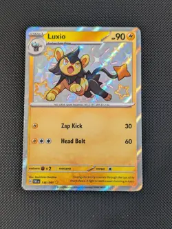 Luxio 136/091 SV: Paldean Fates Baby Shiny Rare Holo Pokemon Card NM - Image 1