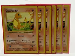 Pokemon TCG X6 Charmander Card 46/102 Common Shadowless Base Set - Image 1