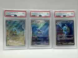 Pokemon 151 Squirtle, Wartortle, Blastoise ex 200/165 PSA 9 Sequential Grade Set - Image 1