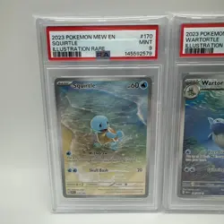 Pokemon 151 Squirtle, Wartortle, Blastoise ex 200/165 PSA 9 Sequential Grade Set - Image 2