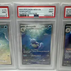 Pokemon 151 Squirtle, Wartortle, Blastoise ex 200/165 PSA 9 Sequential Grade Set - Image 3