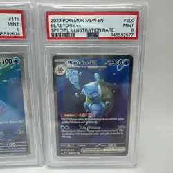 Pokemon 151 Squirtle, Wartortle, Blastoise ex 200/165 PSA 9 Sequential Grade Set - Image 4