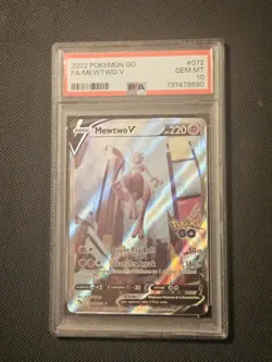 2022 Pokemon SWSH Pokemon GO Mewtwo V #072/078 PSA 10 - Image 1