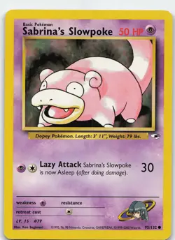 Sabrina's Slowpoke 095/132 Common Unlimited Gym Heroes LP Pokemon - Image 1