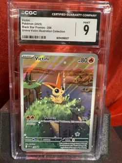 2025 Pokemon Victini Black Star Promo 208 CGC 9 Mint Holo - Image 1