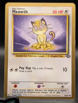 Pokemon TCG Meowth Gold Border 56/64 Fruit Roll Ups Promo Jungle WOTC Vintage LP - Image 3