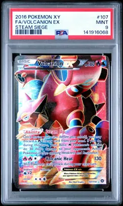 2016 POKEMON XY STEAM SIEGE #107 FULL ART/VOLCANION EX PSA 9 - Image 1