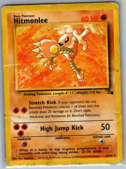Hitmonlee 22/62 Non Holo Fossil - Pokemon Card - MP - Image 1