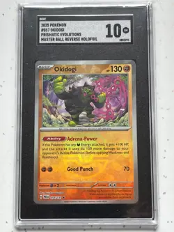 Pokemon Prismatic Evolutions Card Okidogi 57/131 Pokeball Holo SGC 10 Gem MInt - Image 1