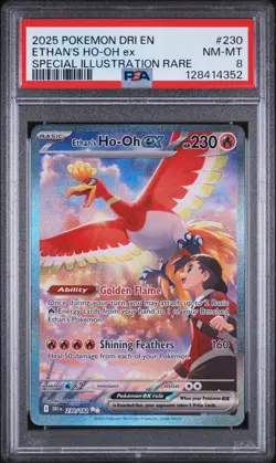 2025 POKEMON DRI EN-DESTINED RIVALS #230 ETHAN'S HO-OH EX PSA 8 - Image 1