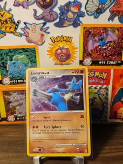 Lucario DP Training Kit 1 Gold 3/11 Cosmos Holo Rare Pokemon - moderately played - Image 1