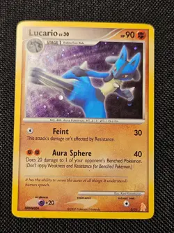 Lucario DP Training Kit 1 Gold 3/11 Cosmos Holo Rare Pokemon - moderately played - Image 2