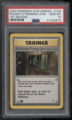 2000 Pokemon Gym Heroes #104 - Rockets Training Gym 1st Edition - PSA 10 - Image 1