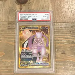 Pokemon Team Rocket's Mewtwo ex 240/182 Destined Rivals Hyper Rare PSA 10 - Image 1