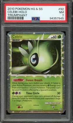 [PSA 7] Celebi 92/102 - HeartGold SoulSilver Triumphant Holo Rare Prime POKEMON - Image 1