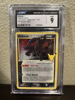 Pokemon Umbreon Star 17/17 Classic Collection Holo Celebrations CGC 9 a - Image 1
