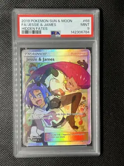 2019 Pokemon Sun & Moon Hidden Fates #68 Full Art Jessie & James PSA 9 Mint - Image 1