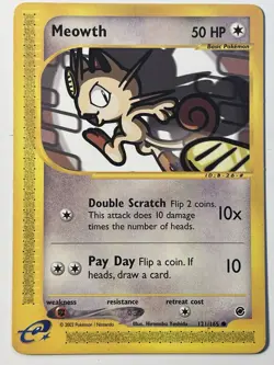 Meowth 121/165 Rare Non Holo Shadow Art Expedition Pokemon E Reader LP - Image 1