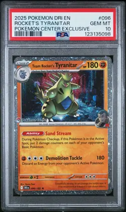2025 POKEMON DRI EN-DESTINED RIVALS #096 TEAM ROCKET'S TYRANITAR PSA 10 - Image 1