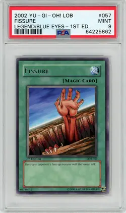 2002 Yu-Gi-Oh! 1st Edition LOB-057 Fissure - PSA 9 MINT - Image 1