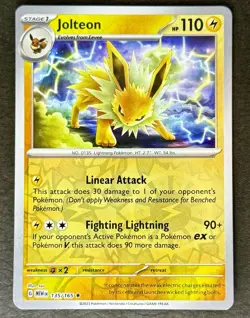 Jolteon 135/165 Reverse Holo Scarlet & Violet 151 Pokemon Card NM+ - Image 1