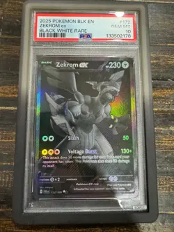 2025 POKEMON BLK EN-BLACK BOLT BLACK WHITE RARE #172 ZEKROM EX PSA 10 - Image 1