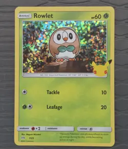 Pokemon Rowlet 7/25 Holo 25th Anniversary McDonald's Promo NM - Image 1