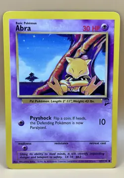 Abra 65/130 – Base Set 2 (Common) - LP+ - WOTC Vintage 2000 Pokemon TCG - Image 1