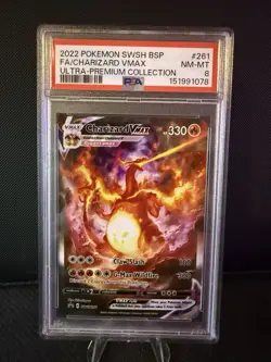 2022 Pokemon PSA 8 Charizard Vmax SWSH#261 Sword & Shield Charizard UPC Promo - Image 1