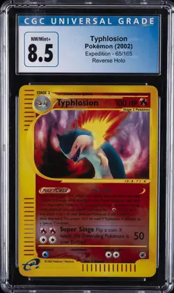 2002 POKEMON EXPEDITION REVERSE HOLO #65/165 TYPHLOSION CGC 8.5 - Image 1