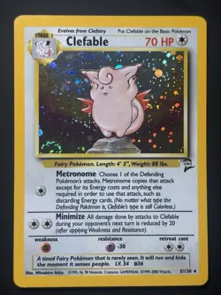 SWIRL Pokemon Card TCG Clefable 5/130 Base Set 2 WOTC 2000 Vintage Holo Rare LP - Image 1