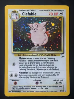 SWIRL Pokemon Card TCG Clefable 5/130 Base Set 2 WOTC 2000 Vintage Holo Rare LP - Image 4