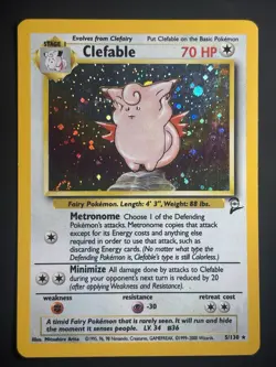 SWIRL Pokemon Card TCG Clefable 5/130 Base Set 2 WOTC 2000 Vintage Holo Rare LP - Image 5